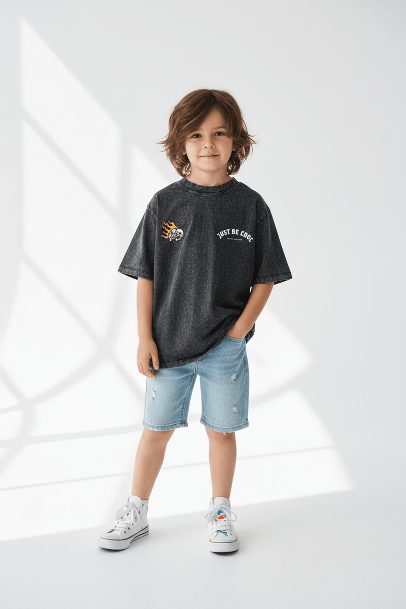 JUST BE COOL - Snow Washed Kids' T-Shirt - Tubular