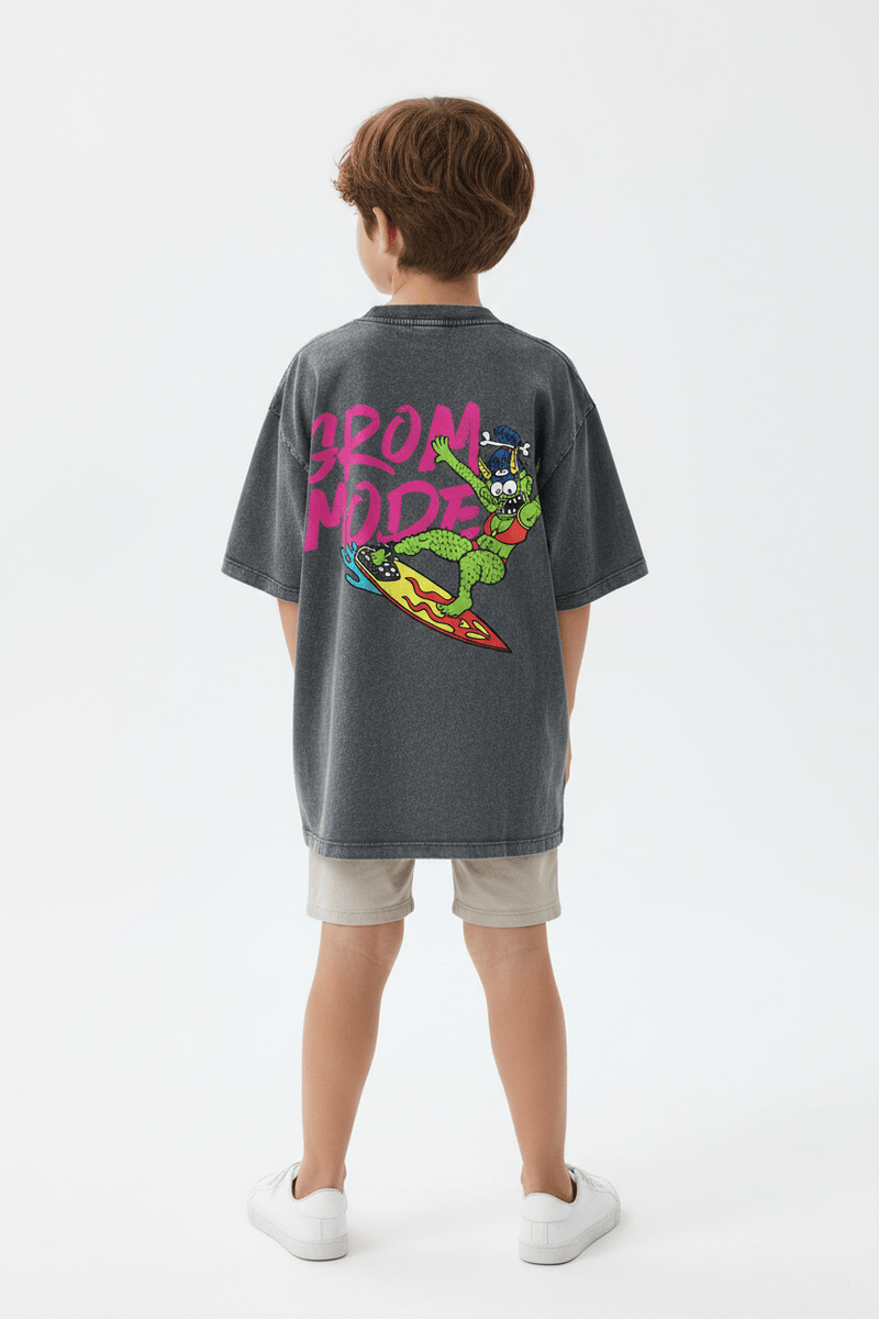 Grom Mode 'Sue - Nami' — Snow Washed Kids' T-Shirt - Tubular