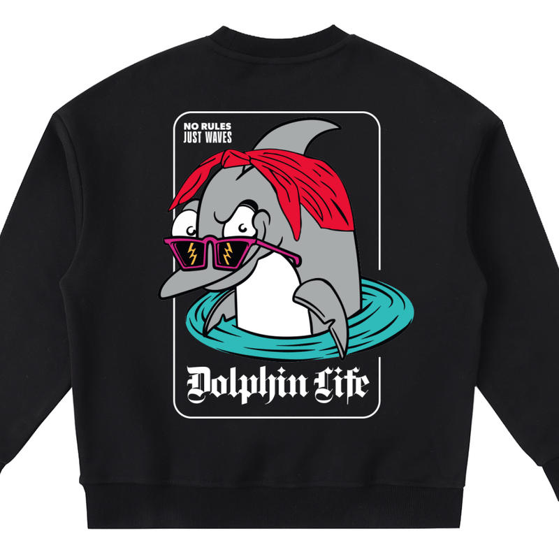 The Dolphin Life — Kids' Cozy Crewneck Sweatshirt - Tubular