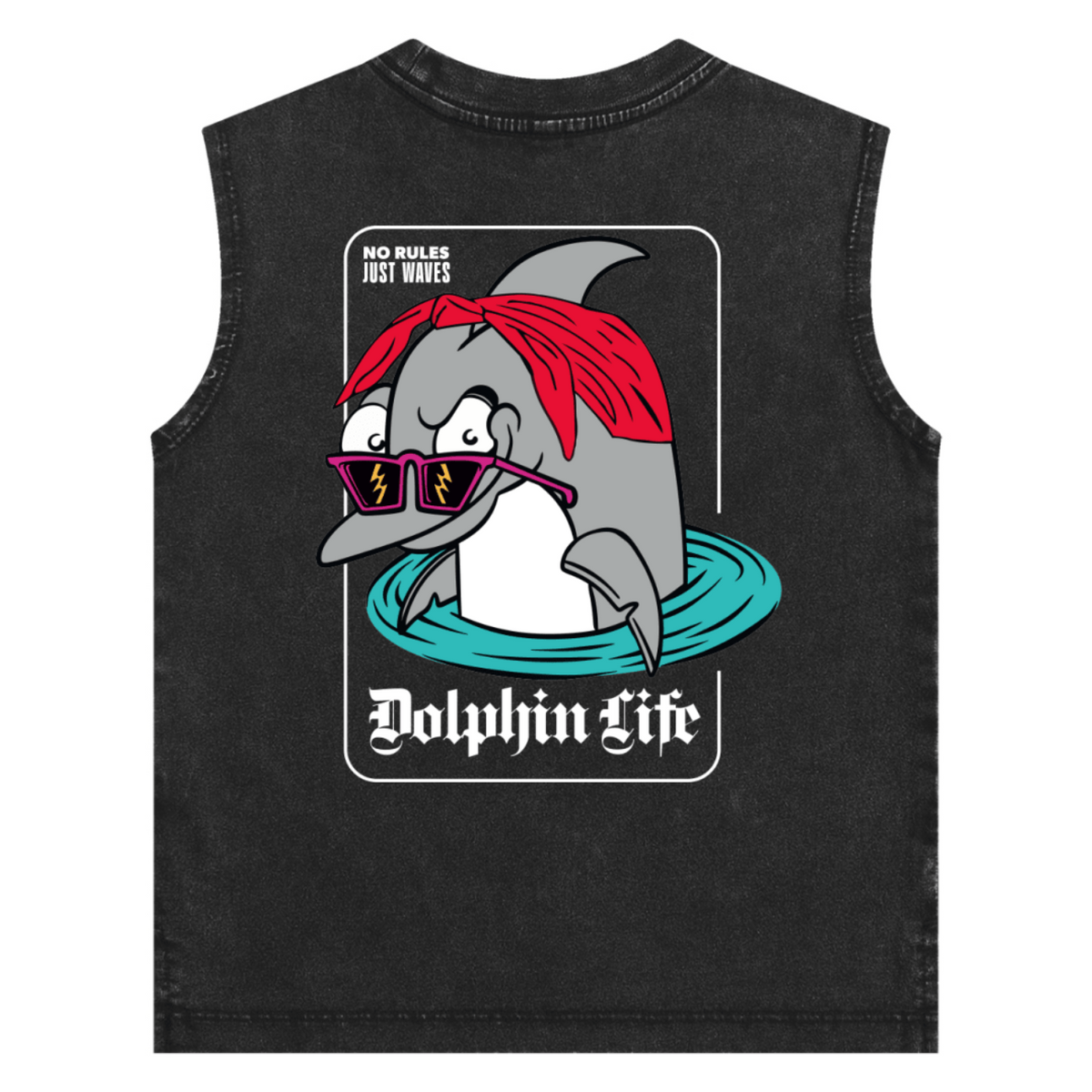 The Dolphin Life — Snow Washed Kids' Tank Top
